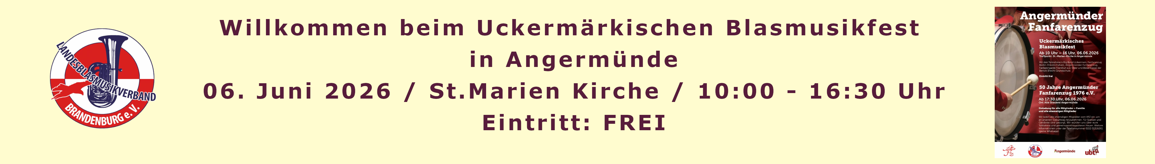 Willkommen beim Blasmusikfest in Angermünde